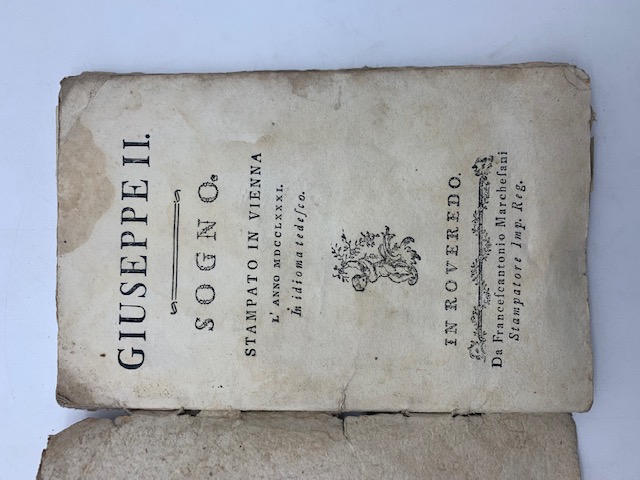 Giuseppe II. Sogno stampato in Vienna l'anno MDCCLXXXI in idioma tedesco